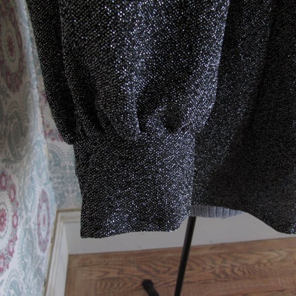 VINTAGE 1970s Metallic Glam Disco Button Down Womens Shirt - Picture 3 of 7